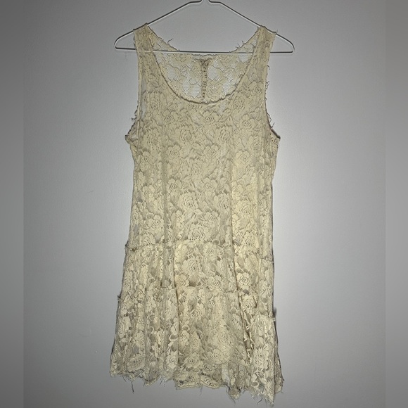 free people cream lace overlay layering top size large - Picture 2 of 4